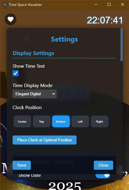 Time Text Display Settings